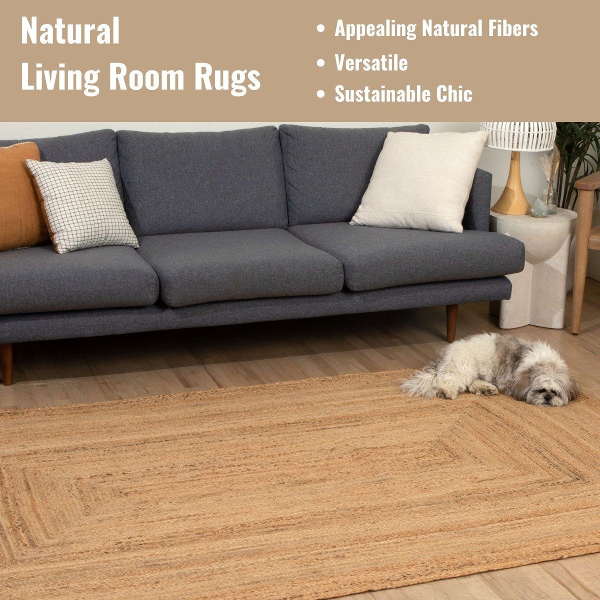 Natural Rustic Oval Jute Rug, Living Room Rugs