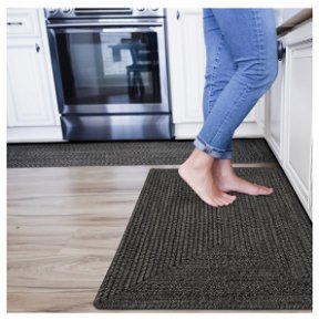 Black Ultra Durable Small Braided Rugs In Set