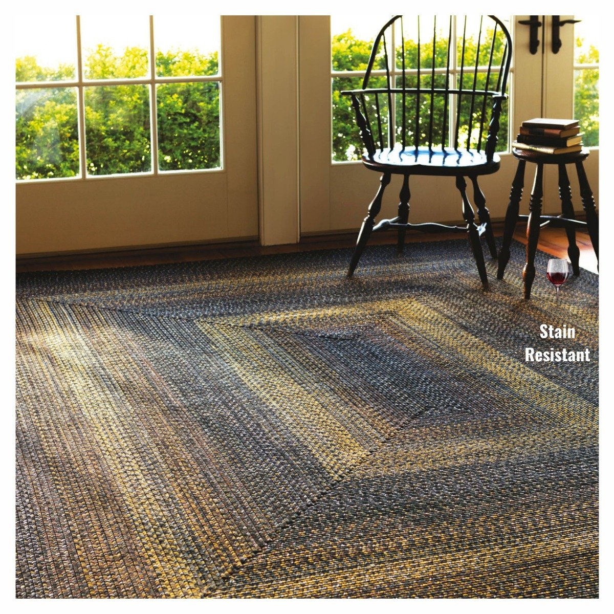 Graphite Grey Rectangular UD Braided Rugs Washable, Indoor-Outdoor