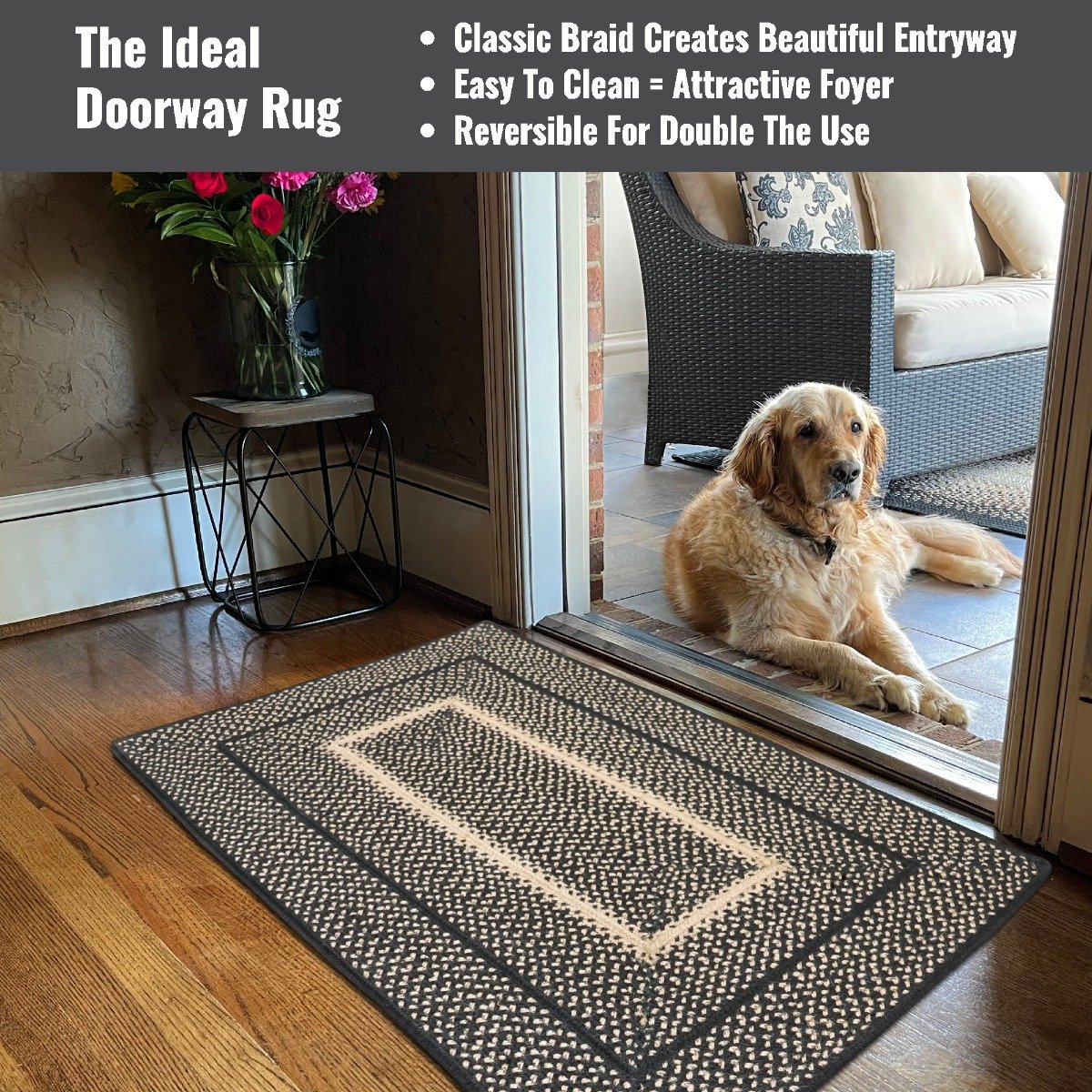 Black Ultra Durable Braided Rugs by Homespice Decor - Lake Erie