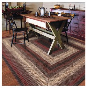 Homespice Log Cabin Step Rectangular Cotton Braided Area Rug, 6' x 9' Red,  Reversible and Durable, 100% Soft Cotton Fabric, Farmhouse, Country, Rustic  Modern St…