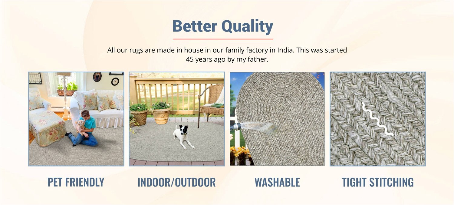 qualities of Slate Light Grey Oval Indoor/Outdoor Braided Rug