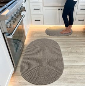 Room Smoke Grey Ultra Durable Braided Oval Rug In Sets