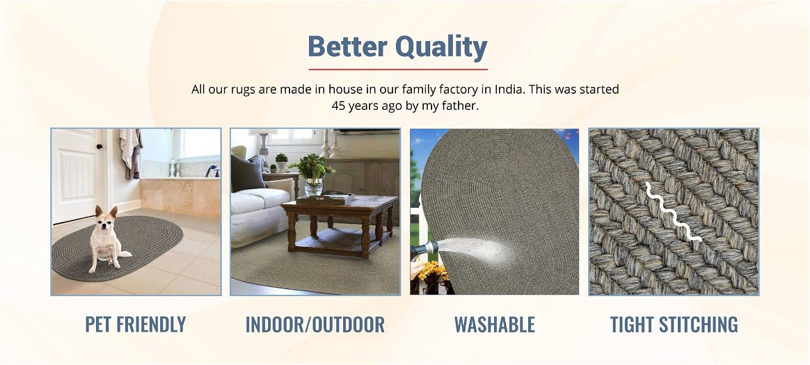 Qualities of Smoke Grey Oval Indoor/Outdoor Braided Rug
