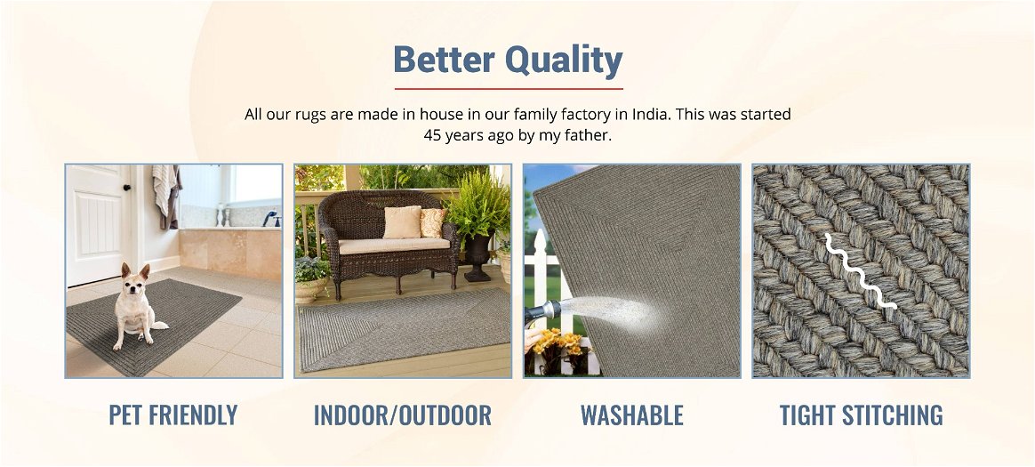 Qualities of Smoke Grey Rectangular Indoor/Outdoor Braided Rug