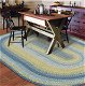 Sunflowers Blue - Gold Cotton Braided Oval Rug dining room