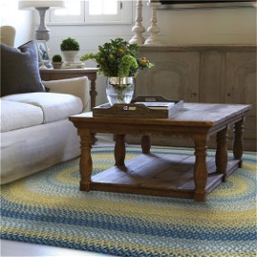 Room Sunflowers Blue And Yellow Oval Braided Rugs