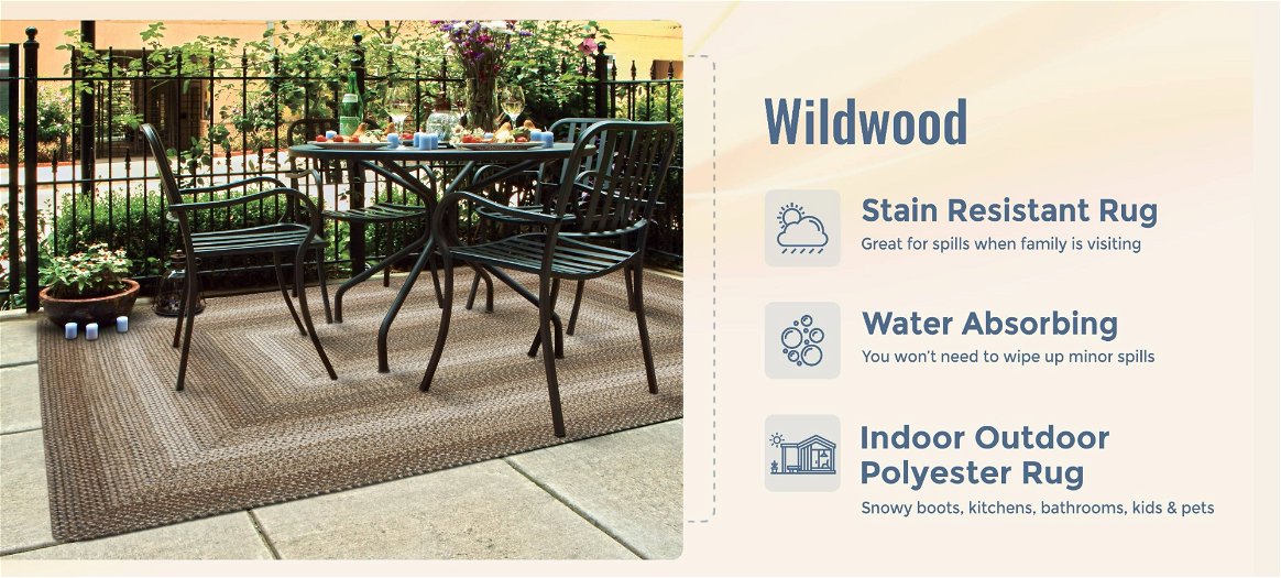 Wildwood Brown Indoor/Outdoor Braided Rectangular Rug benefits