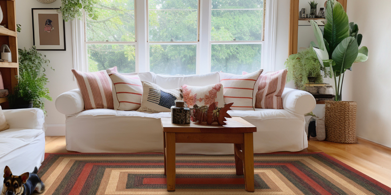 green braided rugs