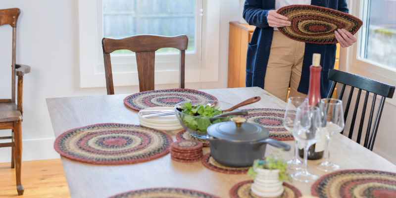 green braided rugs