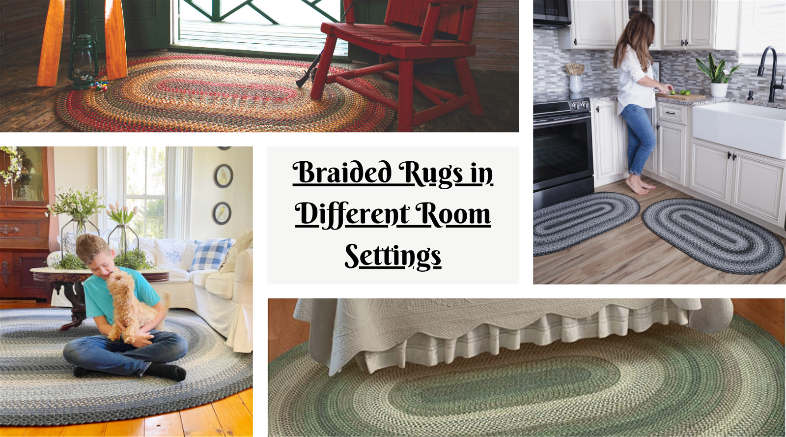 braided rugs in different rooms