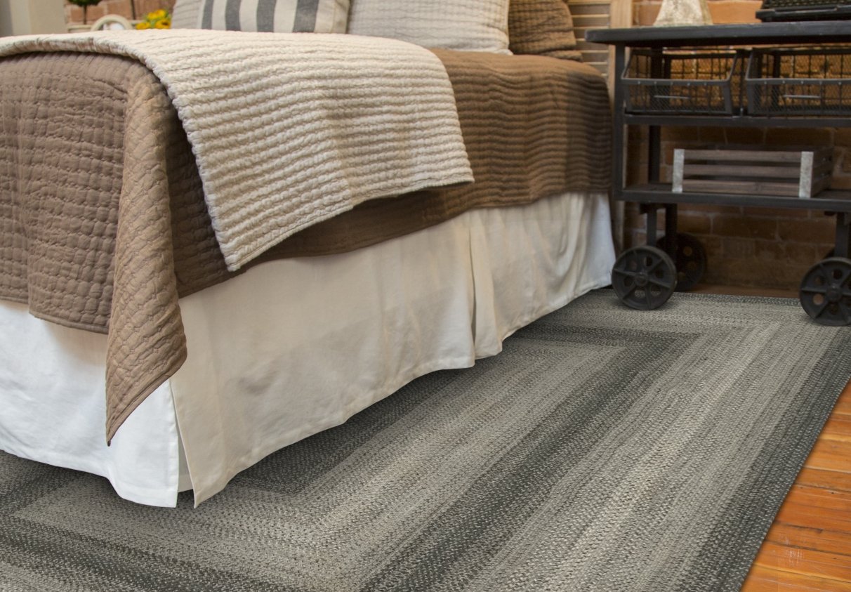 grey braided bedroom rug 