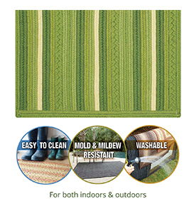 Portsmouth Stripe Green Ultra Wool Braided Rugs