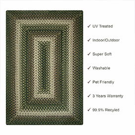 Northwoods Green - Brown Ultra Wool Braided Rugs