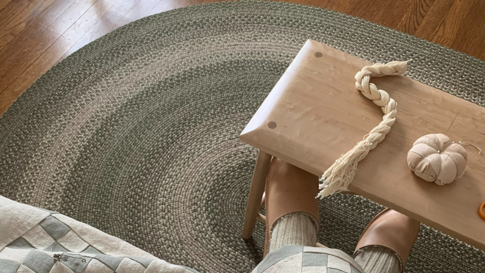 green braided rugs